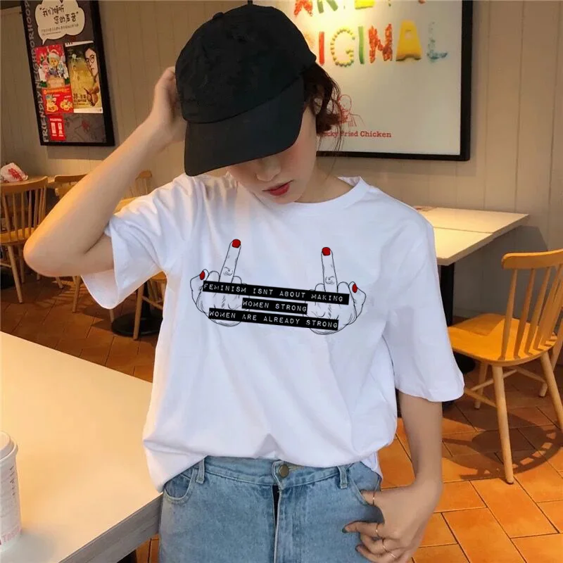 Феминистская феминизма, футболка, топ, футболка, женская футболка, для девушек, мощная, кавайная, с графическим принтом Харадзюку, летняя - Цвет: 2021