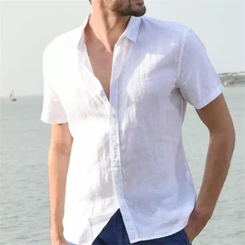 

Solid Color Shirts Men New Fashion Short Sleeved Men Shirt Summer Casual Turn Down Collar Male Tops Soft Clothes Blouse Top