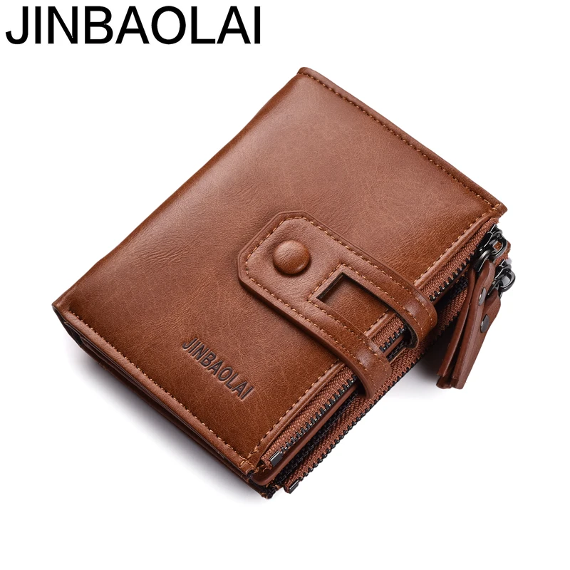 

JINBAOLAI Brand wallet Fashion Wallets for Men with Coin Pocket Wallet ID Card Holder Purses Hasp Design Small Men Wallets