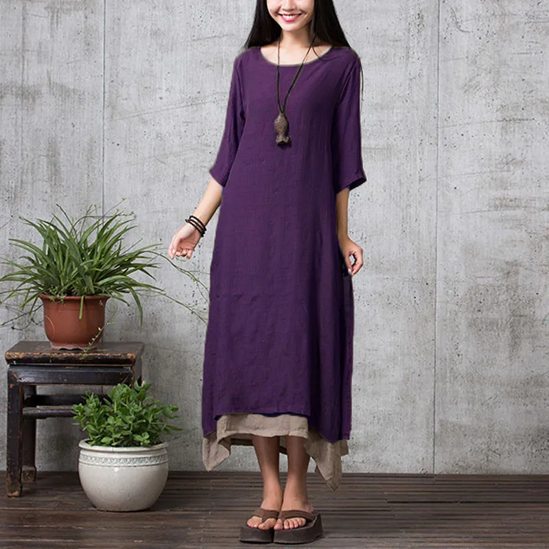 The41d4 Celmia Vrouwen Vintage Katoenen Jurk Plus Size 2019 Zomer