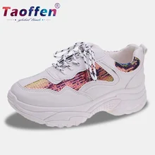 Taoffen; круглый носок; Повседневная весенняя обувь для ходьбы Для женщин модные туфли-лодочкой, смесь цветные кроссовки обувь молодых Повседневная Брендовая обувь размер 35-39