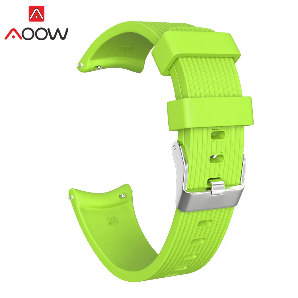 20 мм силиконовый ремешок для часов samsung Galaxy Watch Active 42 мм gear S2 SM-R810 SM-R500 полосатый резиновый спортивный браслет - Цвет ремешка: Green