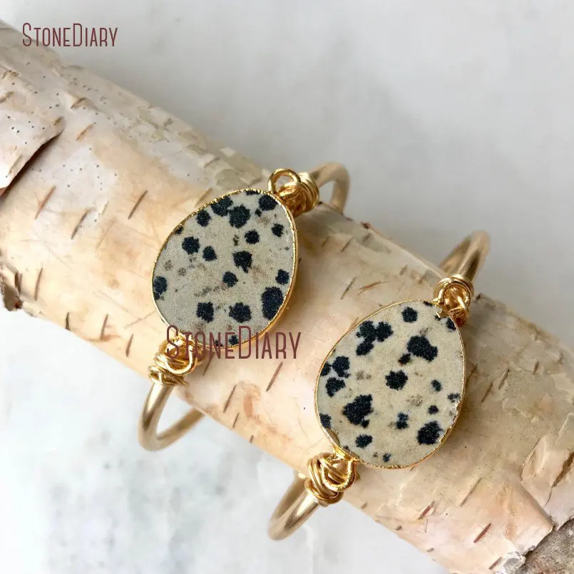 20180319-BM11257-Dalmatian Jasper Bracelet Cuff Raw Brass Cuff Bracelet Minimalist Gold Bracelet Boho Leopard Print Stone Bracelet Dalmatian Jasper Cuff_5