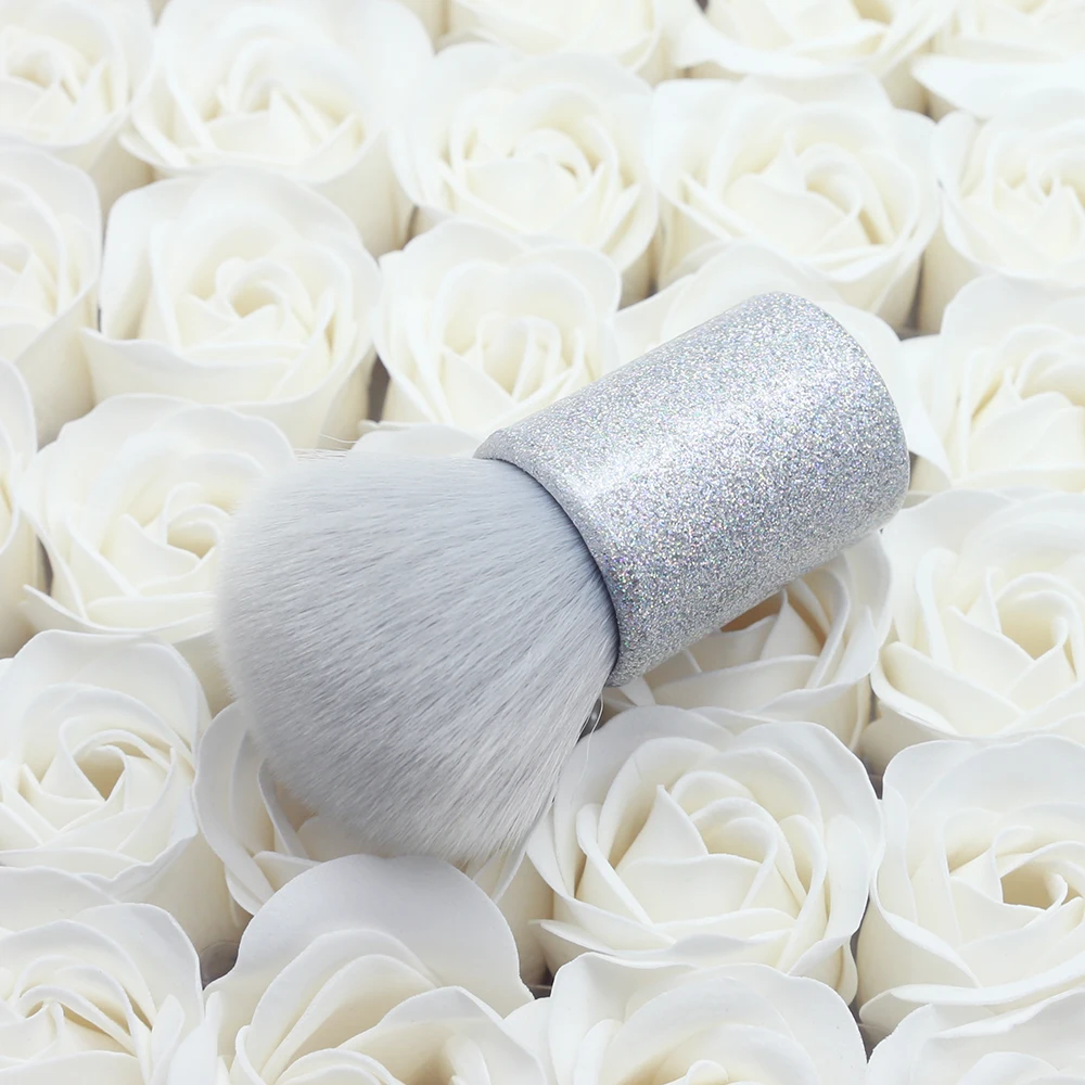 

Brand Women Fashion silver Kabuki Brush Soft Synthetic Hair Face Makeup Tools Portable To Take And Easy To Use