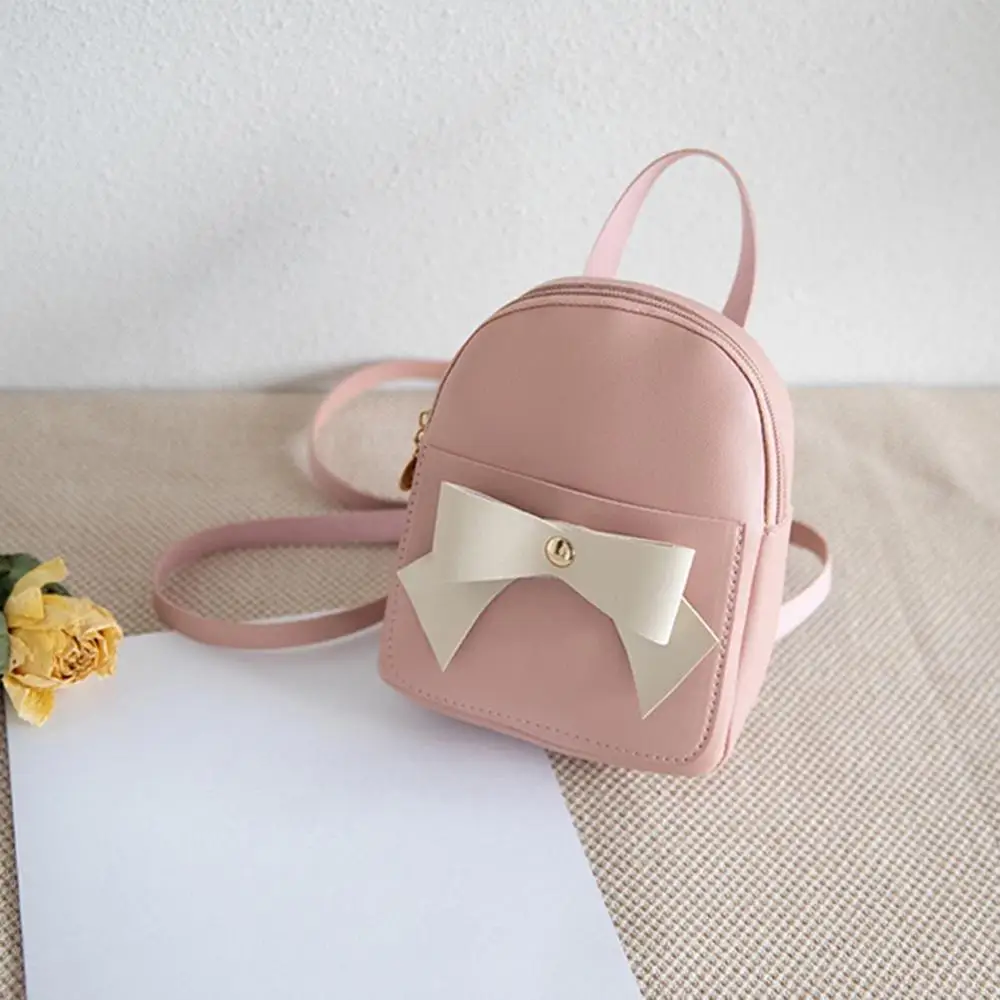 

Female Mini Casual Bowknot Small Backpacks PU Leather Satchel Women Simple Multifunction Shoulder Bag mochila feminina