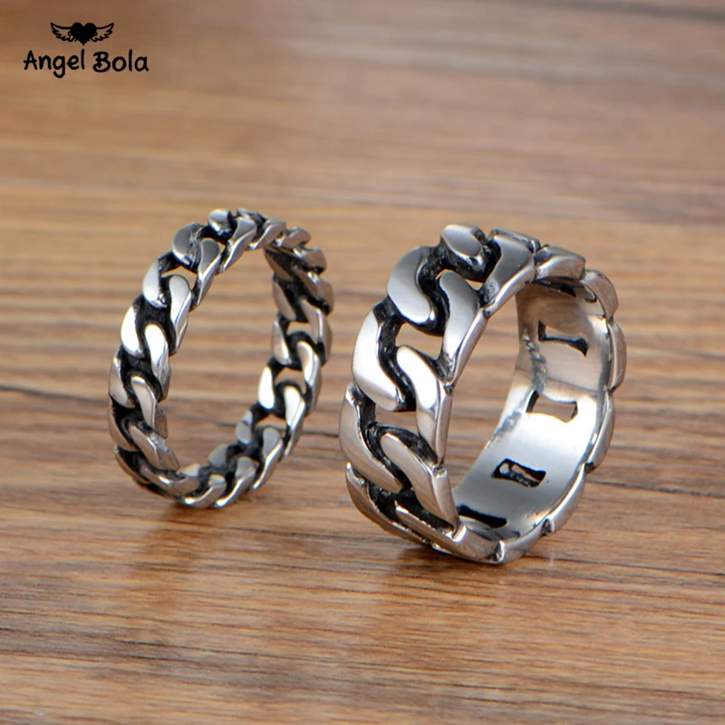 Rock Couple Ring Hot Sale Finger Art Retro Titanium Stainless Steel Buddha Ring Punk Biker Jewelry Wide Chain Ring