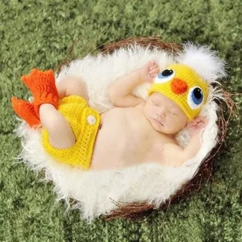 

Baby Fotografie Props Newborn Photography Props Infant Tiny Baby Girl Boy Photo Shoot Crochet Cartoon Duck Hat Outfits Clothes