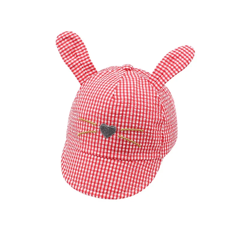 Casual Plaid Baby Cap Cotton Baby Boys Hat Rabbit Ears Baby Hat For Girls Cute Cat Sun Hat Spring Summer New Baby Boy Clothing (15)