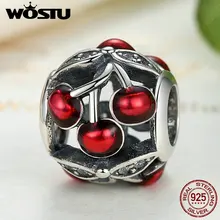 100% 925 Plata Esterlina Brillante Cerezas Dulces Granos Del Encanto Fit Pandora Original Pulsera de Auténtico S925 de La Joyería DIY