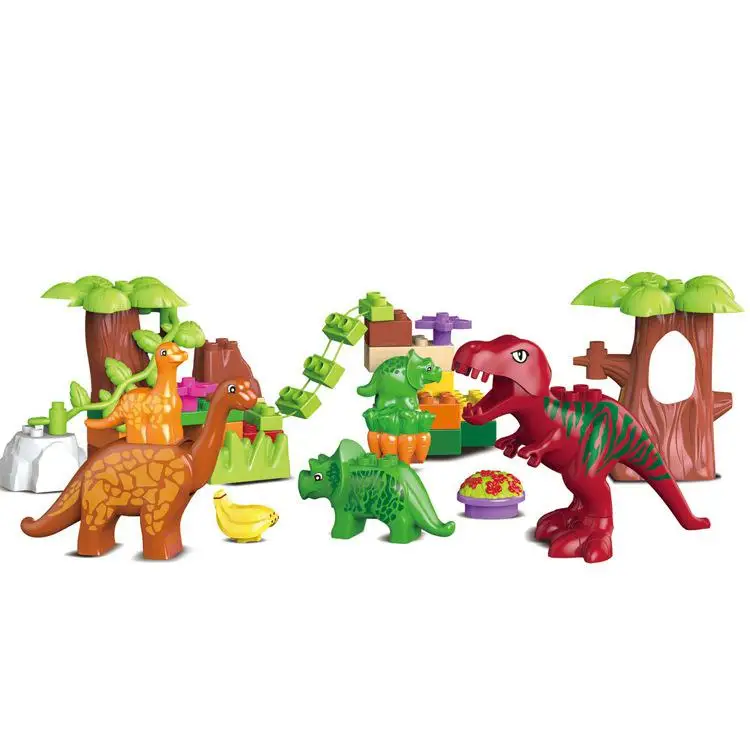 

40Pcs Set Large particles Animal dinosaur World Model toys Dino Valley Building Blocks Sets Bricks Compatible Duploe