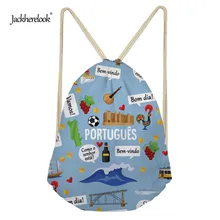 Jackhereook португальский язык печати путешествия женский рюкзак на шнурке маленькие сумки на плечо Cinch Мешок ежедневного хранения Ткань сумка