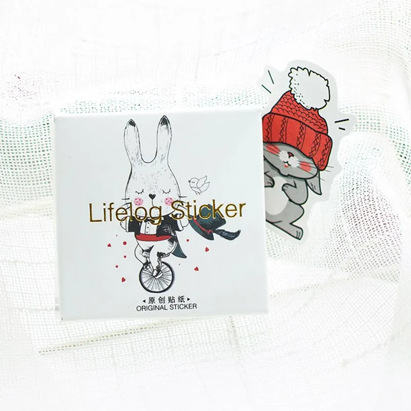 

45 Pcs/box Creative Rabbit cake Papers Stickers Flakes Vintage Romantic Love For Diary Decoration Stationery Sticker