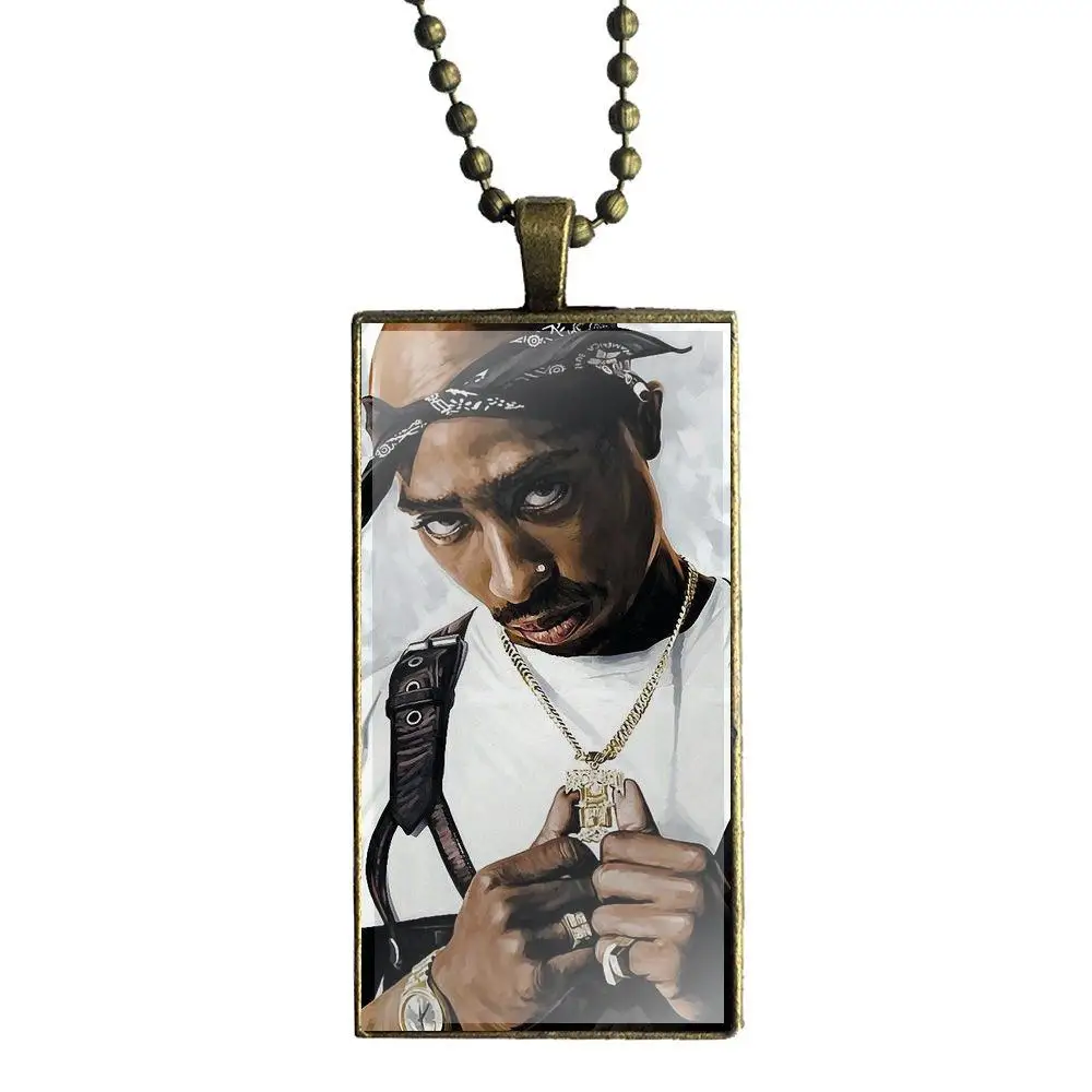 Роскошная печать 2pac Tupac Shakur, модный стеклянный кабошон, подвеска, прямоугольное ожерелье, колье, ожерелье, ювелирные изделия для девочек, лучший подарок