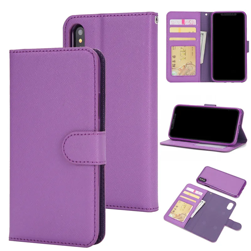 Для IPHONE 11/11 PRO/11 pro Max XR XS X 8 7 Plus 2in1 съемный магнитный кожаный чехол-подставка для samsung S10 Plus S10 - Цвет: purple