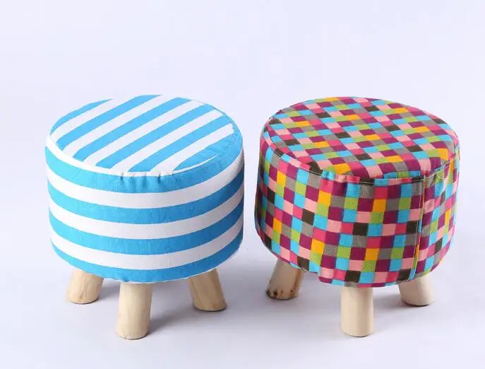 

Solid wooden stool, round stool, household cloth stool, multi-functional shoe-changing stool