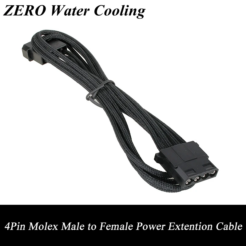Cabo de Extensão 10 Tamanhos de Manga Preta e 30cm Extensão de Alimentação 4pin Ide Molex Macho para Fêmea