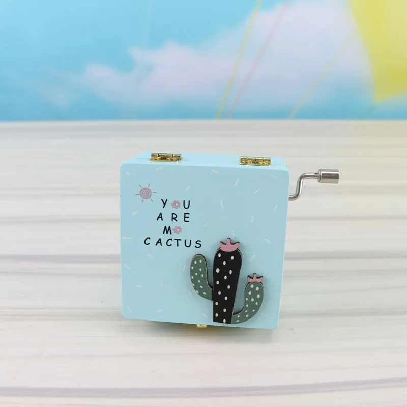 Caja creativa de música de Cactus de madera tallada antigua caja de música de mano belleza regalo de navidad regalo de año nuevo regalo de cumpleaños