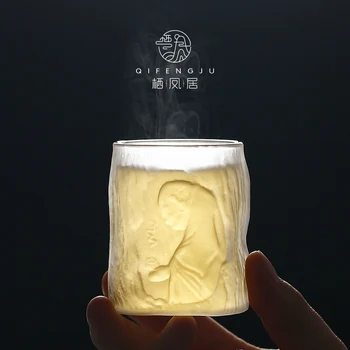 

Japanese creative thermostable glass individual tea cup master kungfu buddhist mood Zen teaware teacup