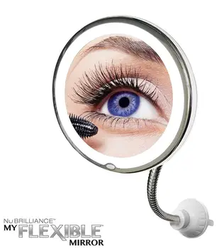 

Round Flexible Illuminated Mirror 10x Mag LED Light Flexi with Bendable Neck Lightweight Portable 10 Times Magnification Mirror