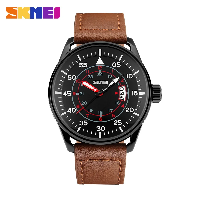 

Luxury Brand SKMEI Watches men Casual Quartz Leather wristwatch Army Military reloj hombre men's clock relogio masculino
