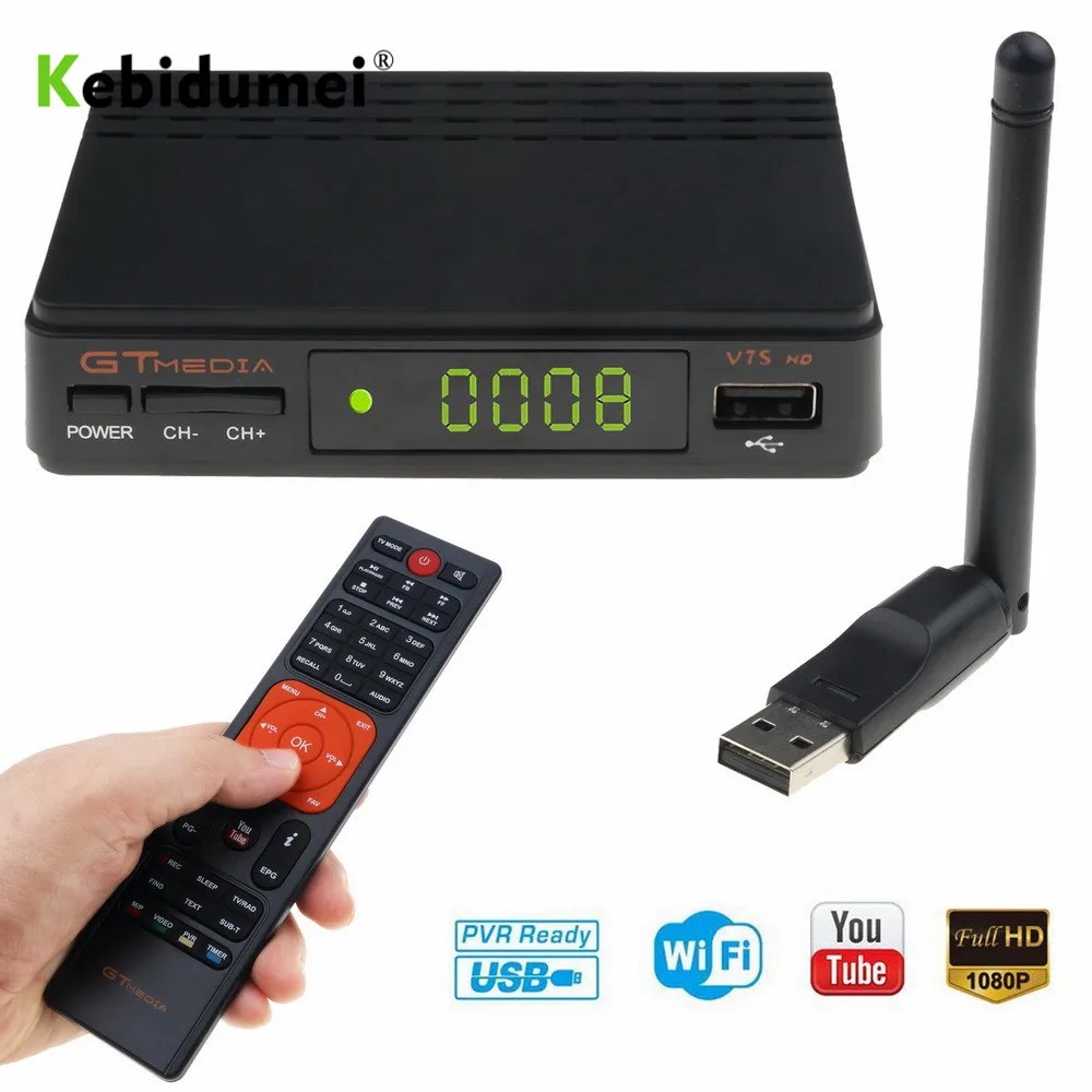 Kebidumei спутниковый ТВ приемник декодер Freesat V7 HD DVB S2 + USB Wfi с 4 линиями Европа CCCam