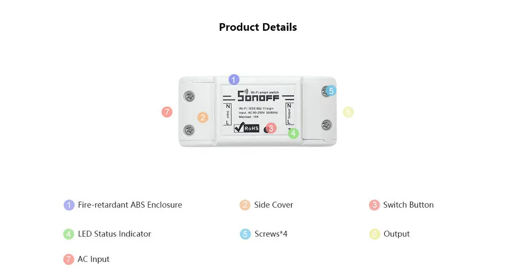 Sonoff умный пульт дистанционного управления wifi переключатель домашней автоматизации беспроводной светильник 10A для Android, iOS