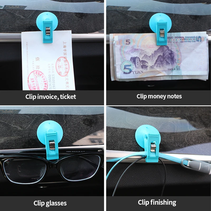 

Car Plastic Suction Cup Clips Auto Fastener Clip Plastic Card Holder Universal Home Auto Portable Ticket Photo Clips Accessories