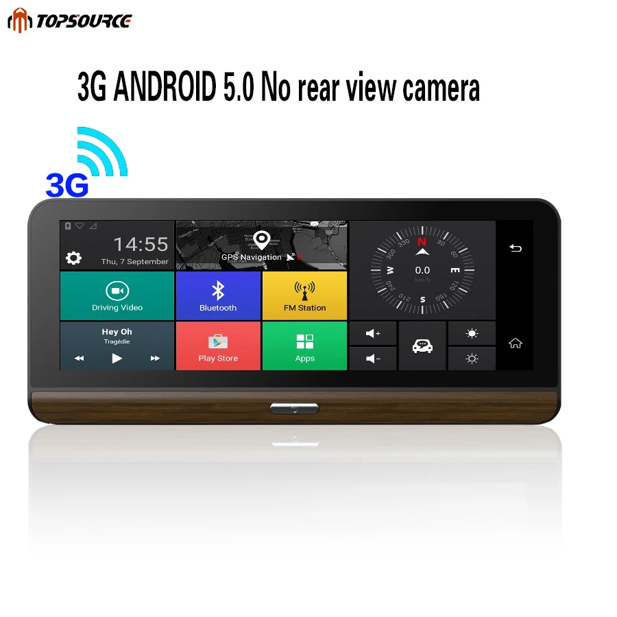 TOPSOURCE 4G Suppor Автомобильный видеорегистратор с поддержкой плюс 8 дюймов Android 5,1 gps BT Dash Cam Регистратор Видео рекордер с двумя камерами s - Название цвета: 3G Without rearCam