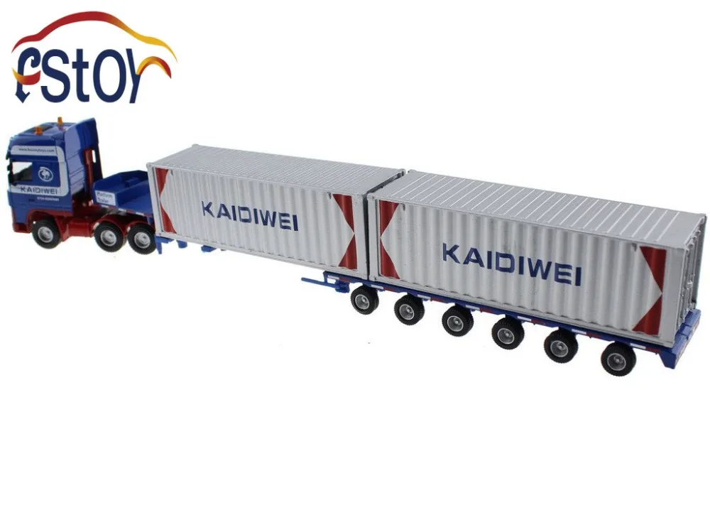 

RC Car Alloy 1:50 Container Low Bed Transporter 36 wheels 2 Sections Container Truck Diecast Model