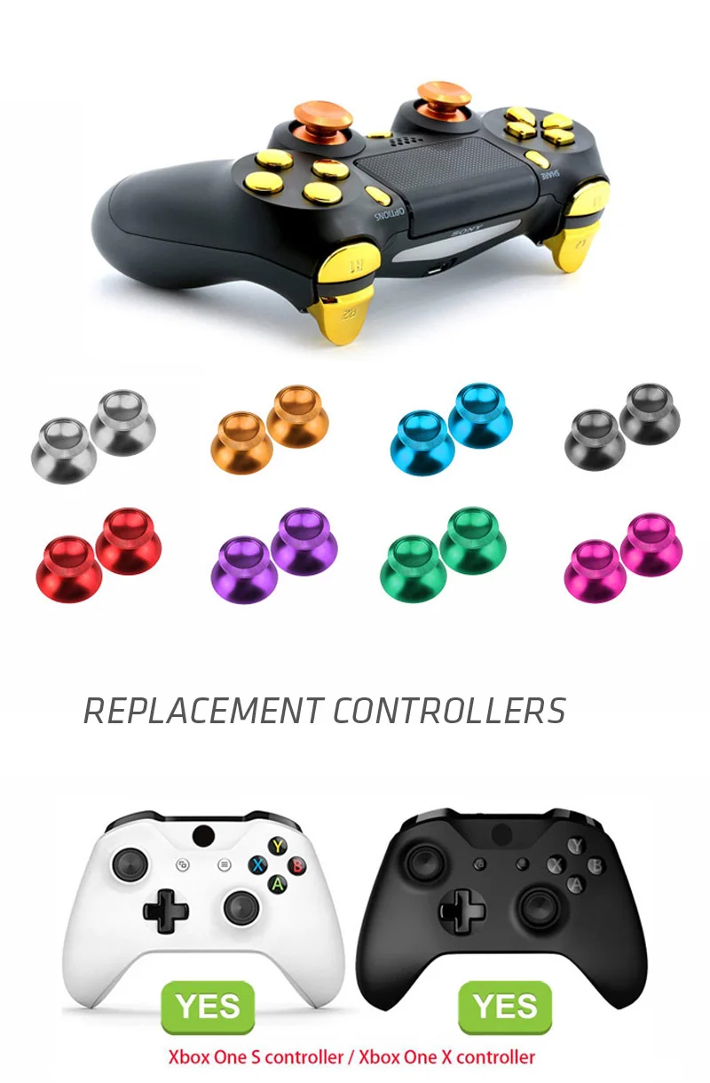 Data Frog Metal Thumbsticks Joystick Grip Analog stick For Playstation 4 PS4/Pro/Slim Xbox One/Slim/X Controller Accessories