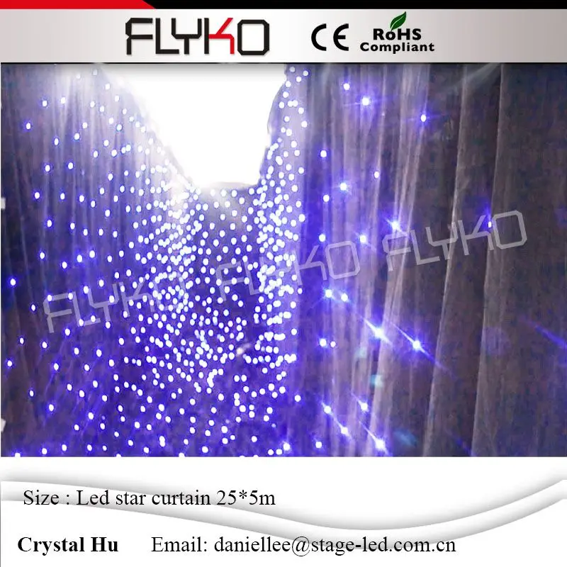 

Programmable 5M*25M led star curtain 30 sets of programs shiny led wedding star background decoration wall led star cloth