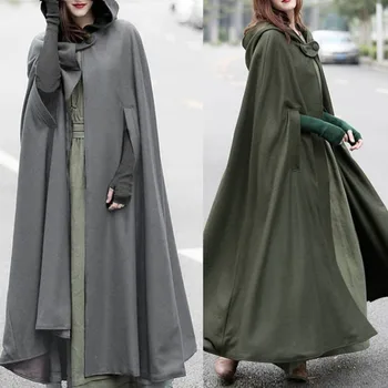 

Autumn Winter New Women Fashion Hooded Coat Jacket Cape Casual Shawl Loose Long Hooded Cosplay Cloak 3 Colours
