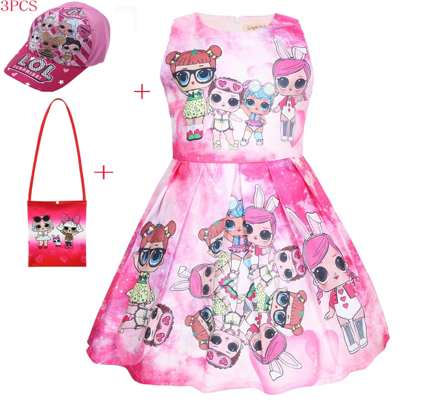 

Summer Girl LoI Clothes Kids Dresses for Girls Cartoon Print Dress Baby Party Dress Children Sleeveless Princess Dress Costume