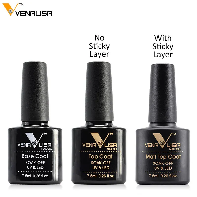 

#61508 Venalisa Gel Nail 7.5 ml Top Coat Top + Base Coat Foundation for UV Gel Polish Best on Ali New Style Nail Lacquer Varnish