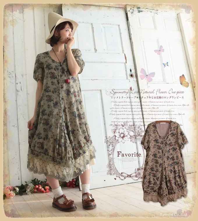 lace patchwork cotton roupas feminina vestido festa floral print mori girl rockabilly tunique femme harajuku gothic