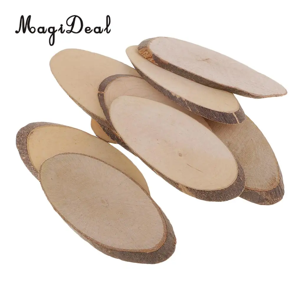 10pcs Oval Shape Wood Slices DIY Rustic Craft Decorations For Christmas Table Centerpieces Cards Wedding Decoration Gift Tags