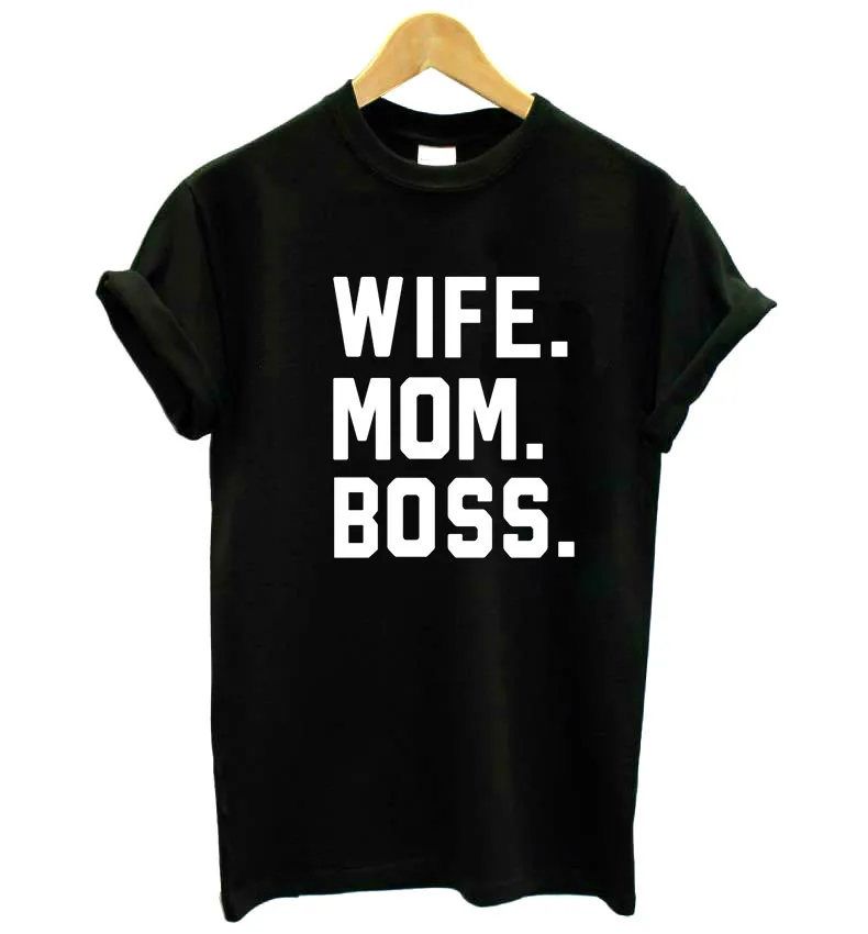 

WIFE MOM BOSS printed letter short-sleeved T-shirt women's explosions women's European and American simple shirt large size