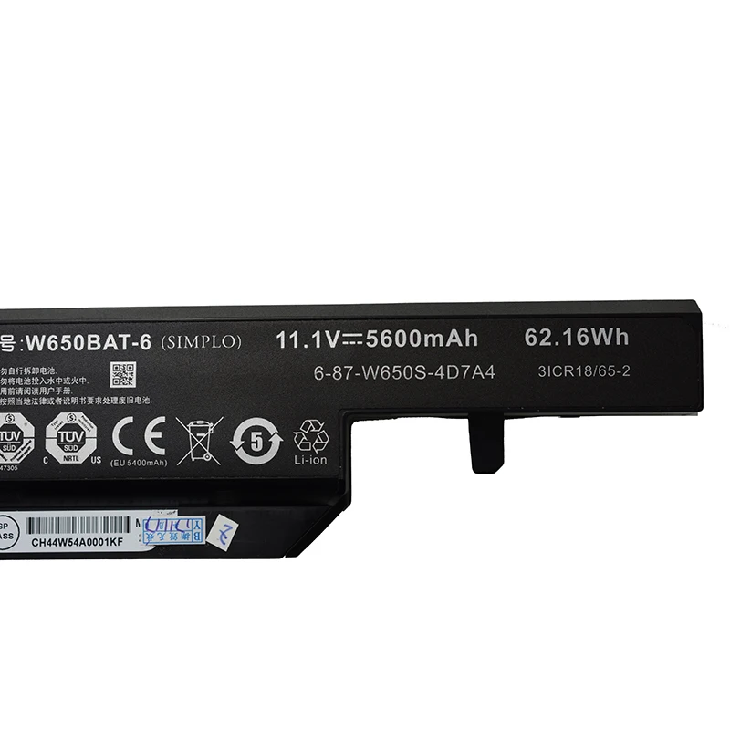 HSW 11,1 V 62.16WH Аккумулятор для ноутбука hasee K610C K650D K570N K710C K590C K750D Clevo W650S W650BAT-6 Аккумулятор для ноутбука