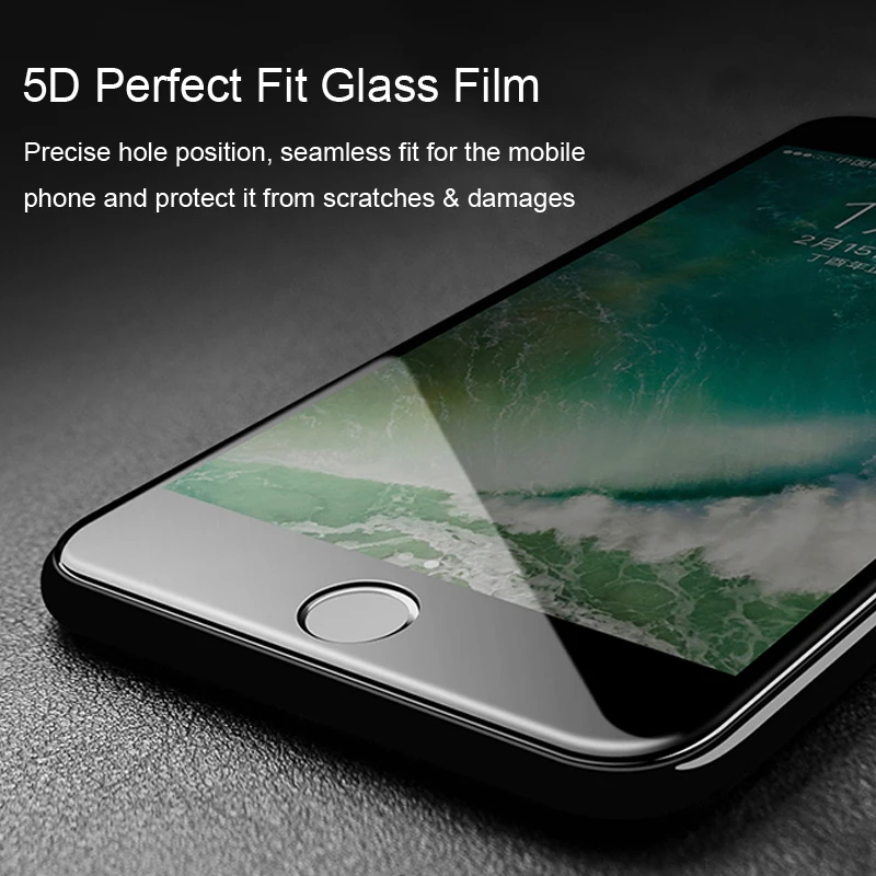 Закаленное стекло 5D с закругленными краями и полным покрытием для iPhone 6 6S 7 8 Plus
