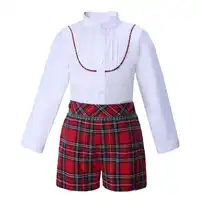 Pettigirl Christmas Boys Clothing Sets White shirt And Grid Shorts Boutique Children Clothing Outfit B-DMCS007-A143