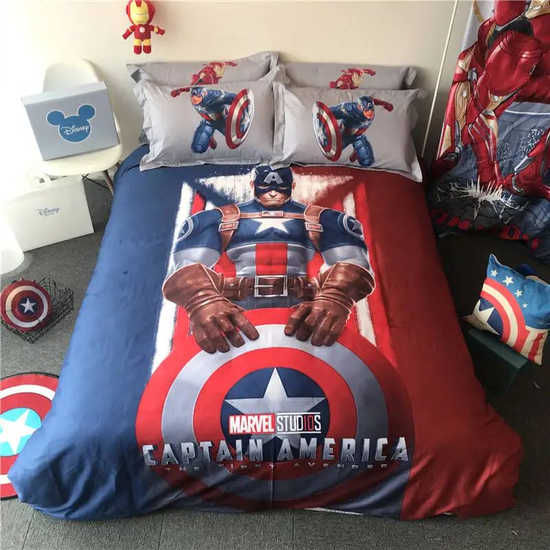 

Avengers Captain America bedding set twin size bedroom duvet cover set for boys home decor cotton kid bedspreads full queen size