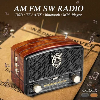 

Mini 5W Portable Retro Vintage bluetooth Speaker Multimedia Hi-Fi Stereo Support FM AM SW USB AUX TF Card Handheld Rechargeable