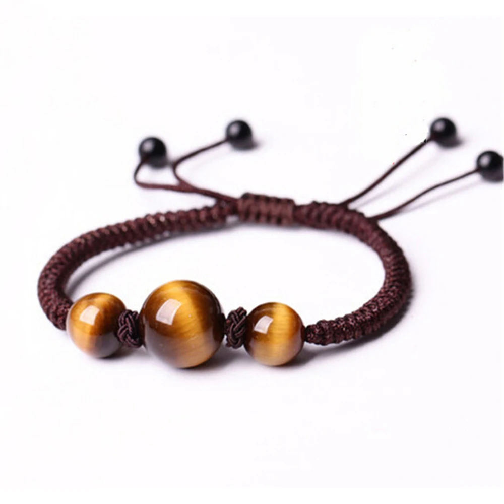 

Genuine AAA Natural South African Tiger Eye Stone Bracelet for Men Hand-woven Rope Chain Transfer Luck Beads Jewelry Wholesale