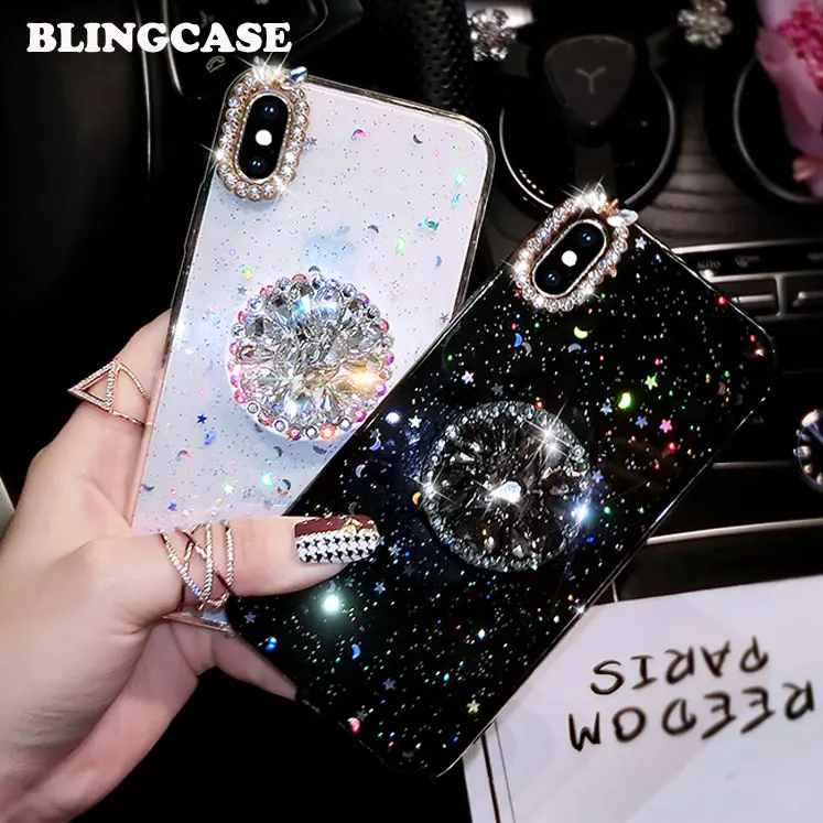 For iPhone 11 Pro X XS Max XR Case Luxury Glitter Cover 6 6s 7 8 Plus Diamond Stander Holder Bling Soft Phone |