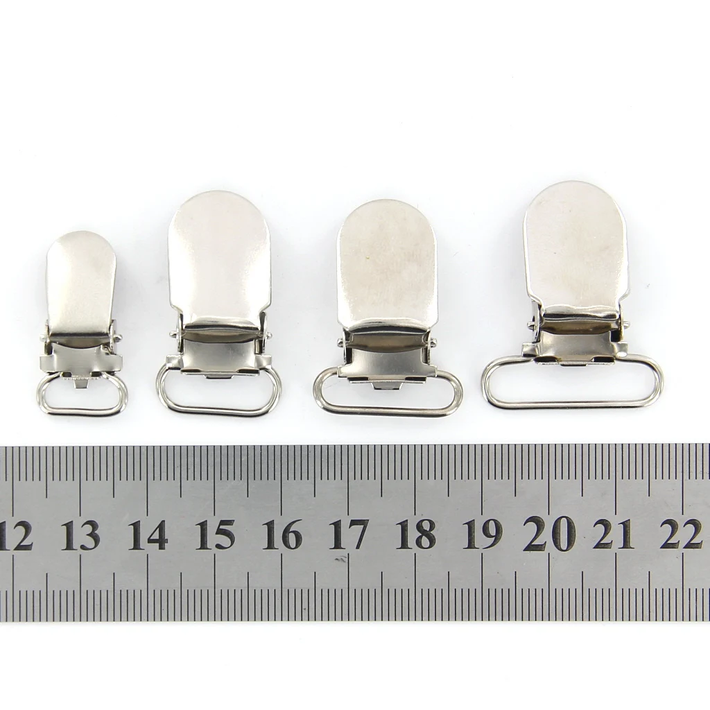 20 Pieces Webbing Hook Pacifier Suspender Clips for Bib Clips Baby Infant Accessories Craft Project Silver 20mm 25mm
