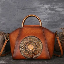 NIUBOA натуральная кожа сумку ретро теплые Для женщин Сумки высокое качество Винтаж ручная роспись Crossbody Hobos Сумки