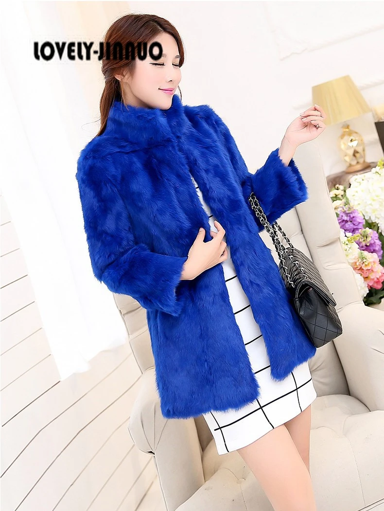 

New Genuine Rabbit Fur Coat women full pelt rabbit fur jacket Winter long Fur Waistcoat customized big size free shipping F772