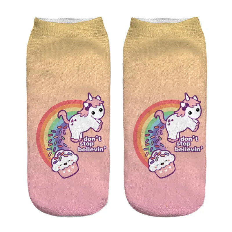 Новинка года; забавные хлопковые короткие носки до щиколотки для женщин и женщин в Корейском стиле Харадзюку С 3D принтом в виде розовых свинок и домашних животных - Цвет: Фиолетовый