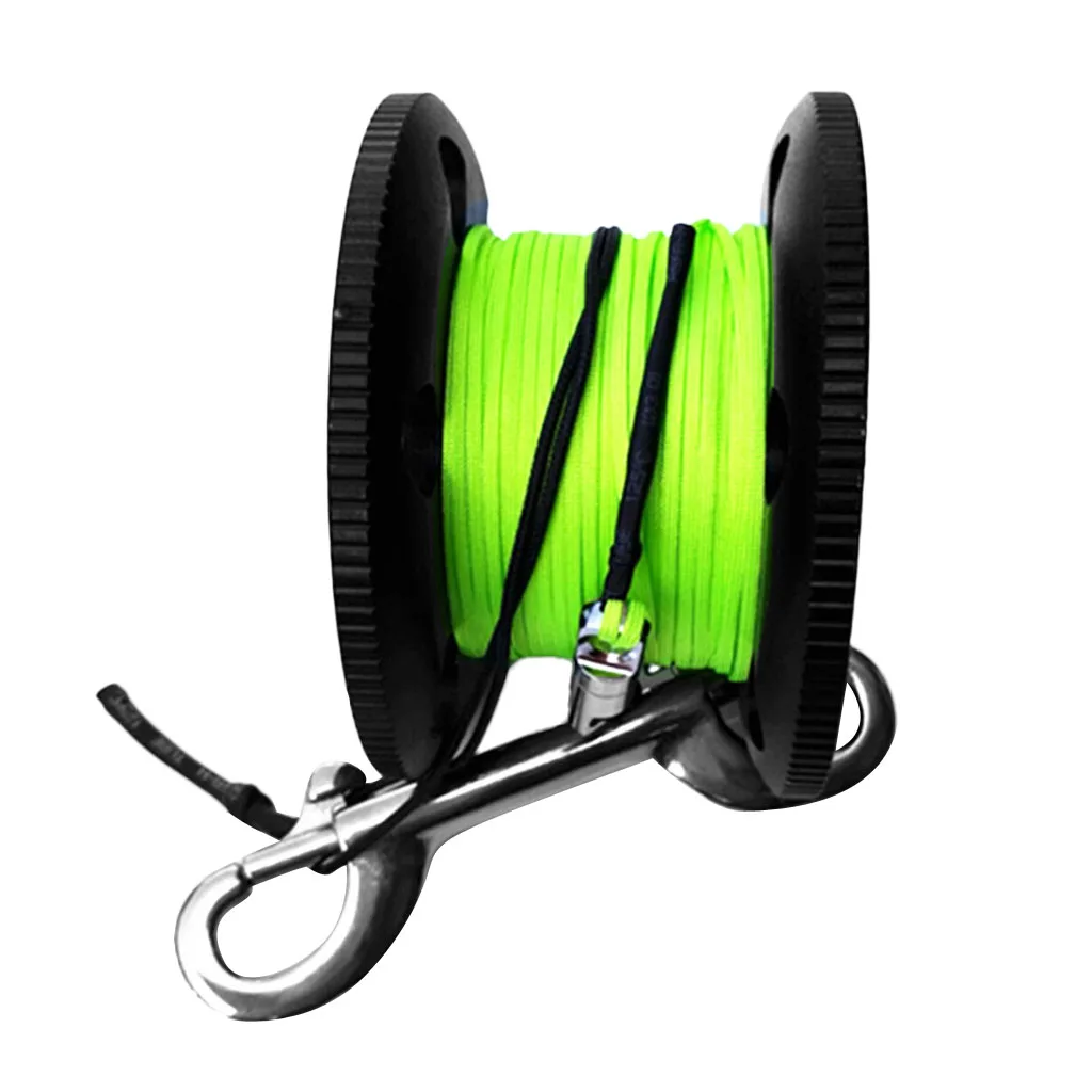 1 Pcs 50m Aluminum Alloy Scuba Diving Compact Finger Reel Guide Line Spool with Stainless Steel Snap Clip Diving Gear