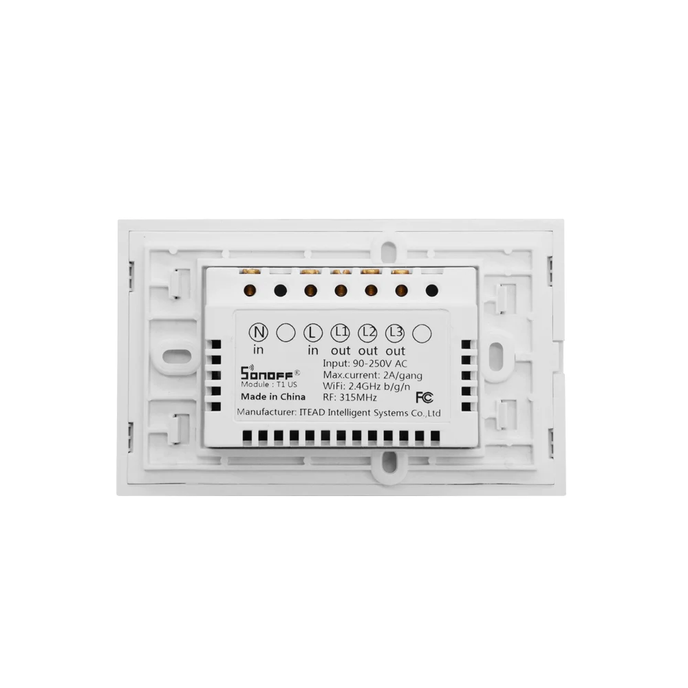 SONOFF T1 US: 1-3 GANG US AU Standard WIFI RF Smart Wall Touch Light Switch Touch/WiFi/315 RF/APP Remote control